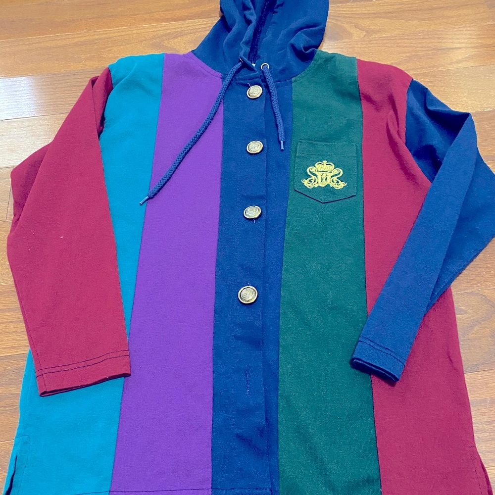 Vintage long sleeve hoodie shirt w/ attached hood